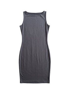 NWT | Gray Sleeveless High Neck Sheath Bodycon Mini Dress Casual Chic | Medium